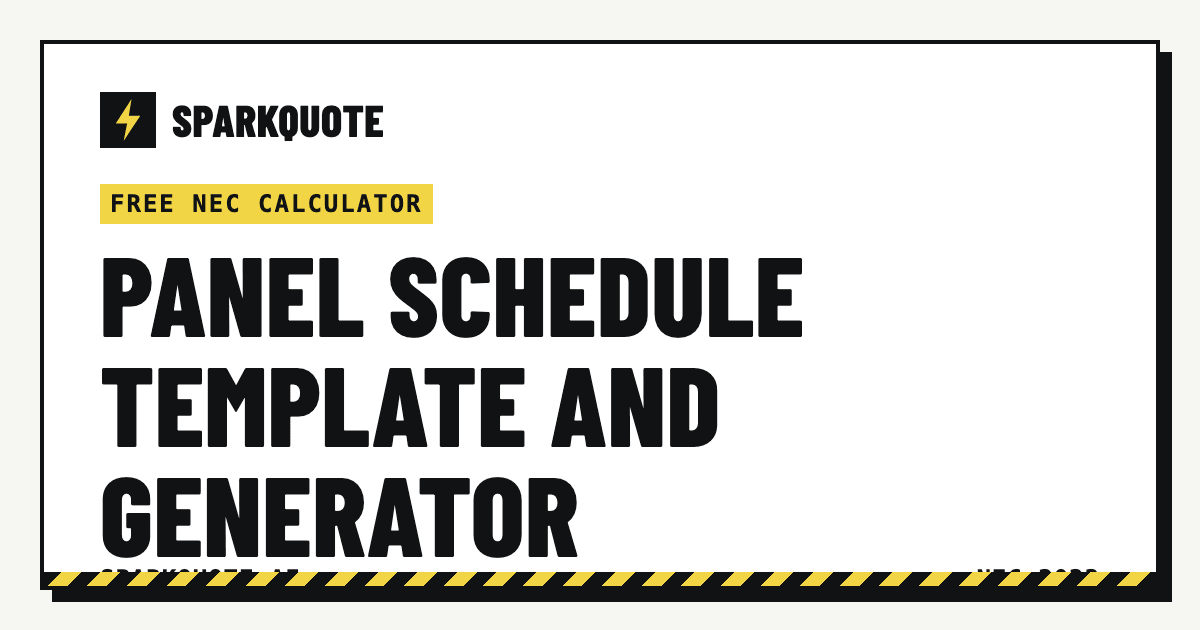 Free Panel Schedule Template & Generator (PDF, Excel)